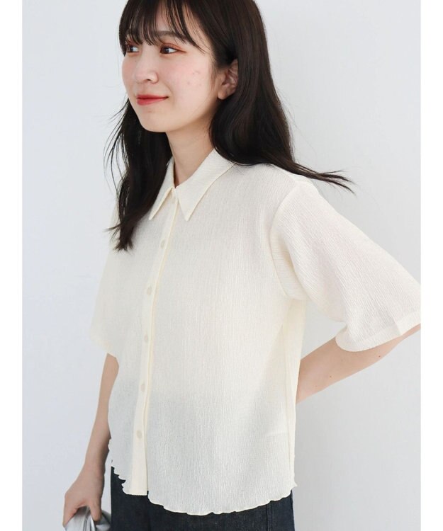 Green Parks BEST PRICE 表面カット衿付シャツ Ecru