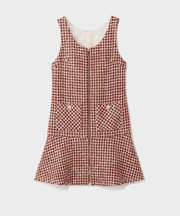 GRACE CONTINENTAL ツイードジップドレス マルチ