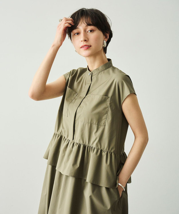 #Newans 【洗える】ラウンドフリルワンピース カーキ