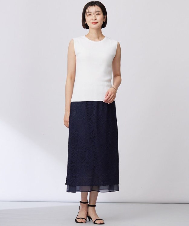 J.PRESS LADIES 【WEB限定カラーあり・洗える】FINE SLEEVELESS ニット タンクトップ オフ系