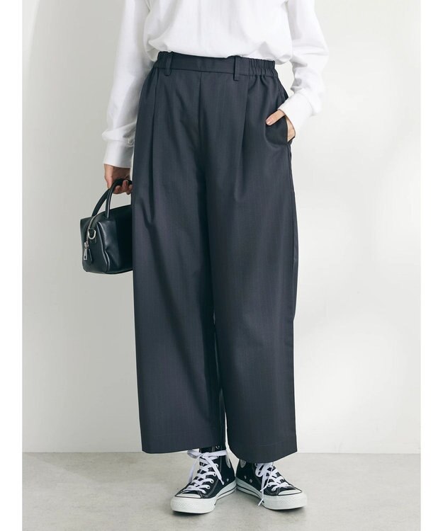 CRAFT STANDARD BOUTIQUE イージーケアピンストライプテーパードパンツ Stripe Gray