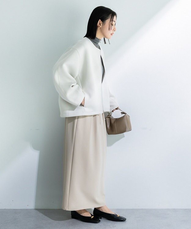 Green Parks 楽ちんリップルＩラインスカート Light Beige