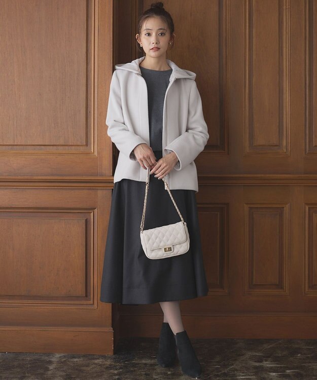 組曲 【WEB一部店舗限定】ウールジョーゼット フレアスカート ブラック系