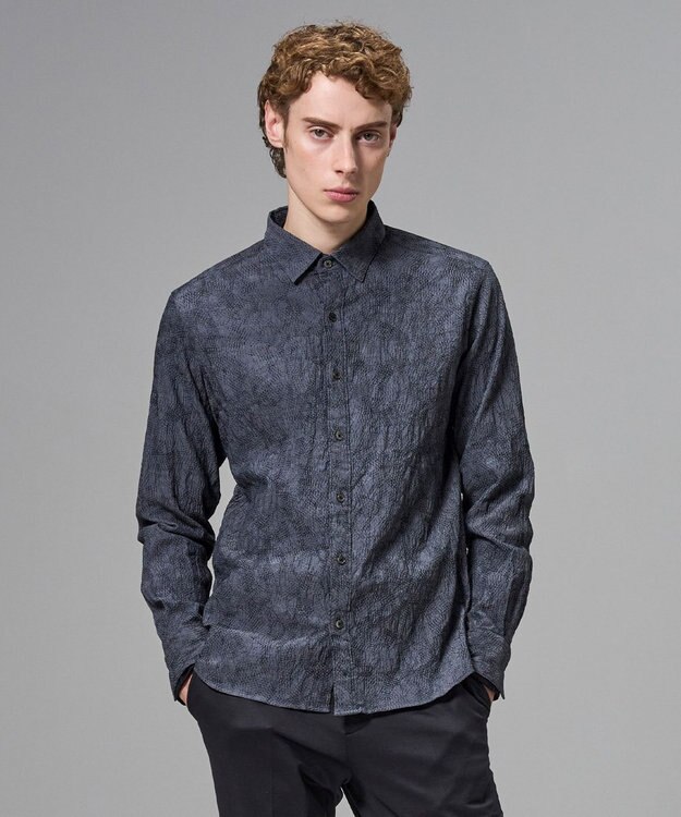 JOSEPH HOMME アブストラクトジャガードストレッチ　レギュラーカラーシャツ グレー系