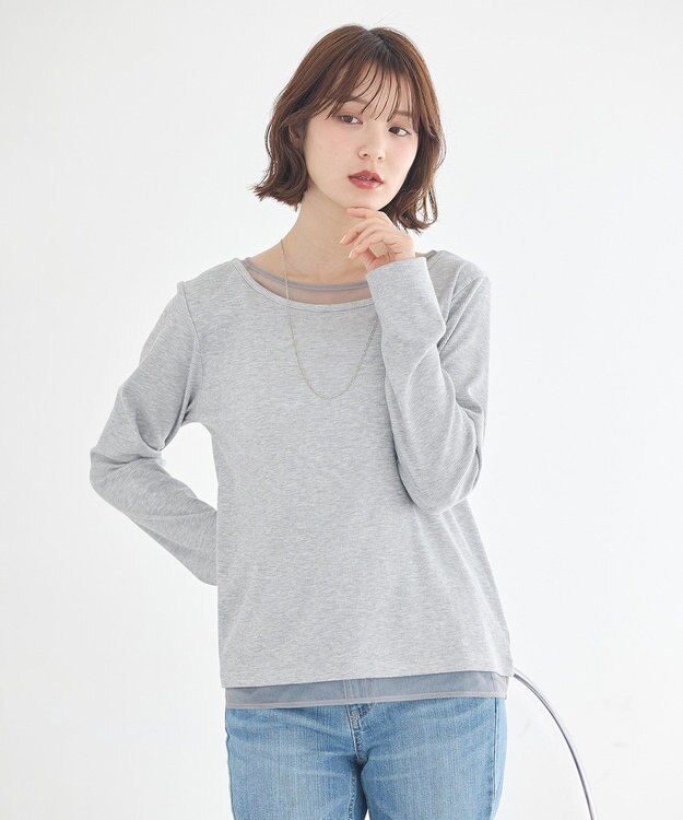 earth music&ecology レイヤード風テレコプルオーバー Light Gray