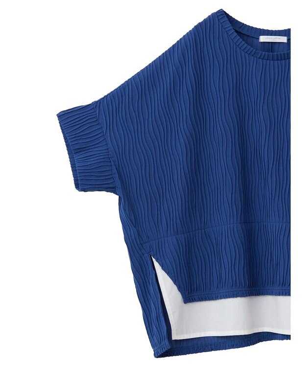 Green Parks カットジャガード裾ドッキングプルオーバー Blue