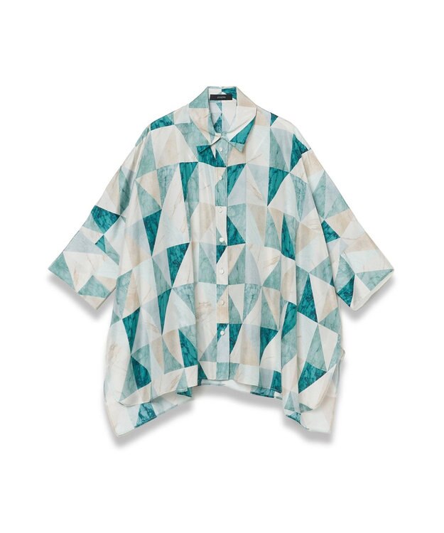 JOSEPH マーブルプリント　シルクシャツ Lagoon combo