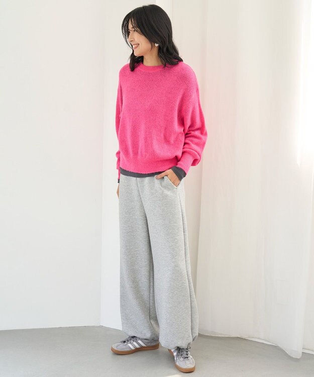 UNFILO コットンカシミヤ クルーネックカットソー チャコール