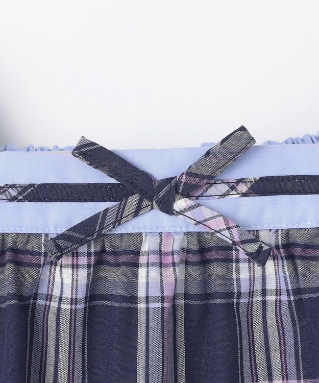 組曲 KIDS 【110-140㎝】プランタンチェック ブラウス ネイビー