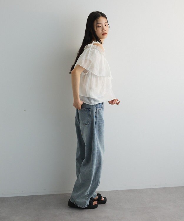 Green Parks マルチＷＡＹオフショルフリルブラウス Off White