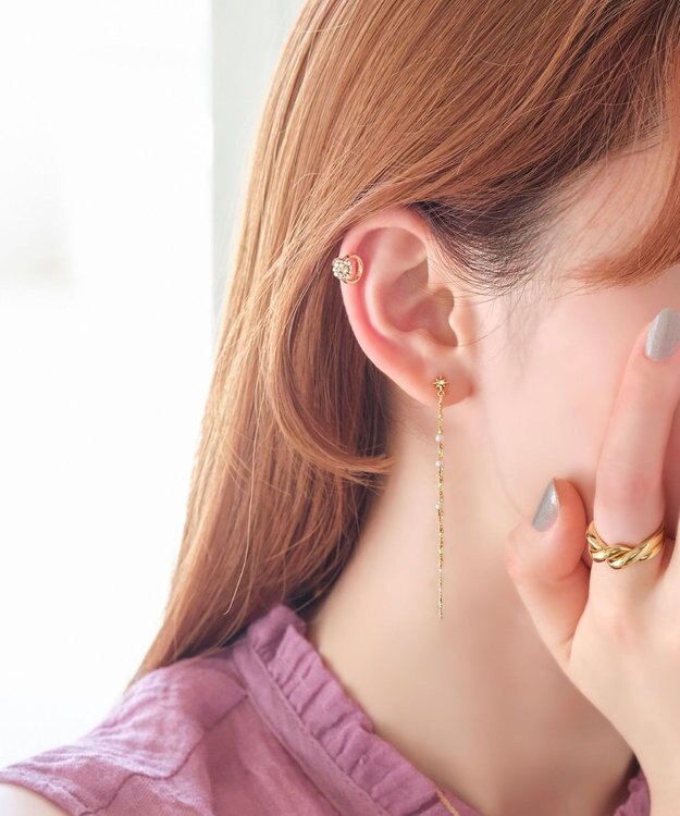 Phoebe 【金属アレルギー対応】【痛くないシリーズ】デリケートビジューライトフィットイヤリング ゴールド
