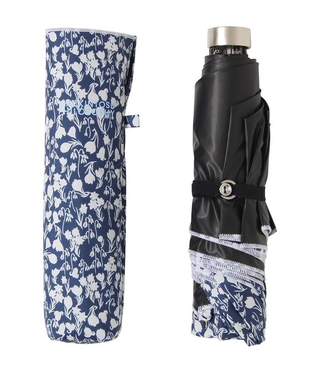 MOONBAT 【 遮光率100％/遮熱/UV/軽量】MACKINTOSH PHILOSOPHY(マッキントッシュフィロソフィー)晴雨兼用日傘 小花柄 バーブレラ 折りたたみ傘 フワクール生地使用 ディープブルー