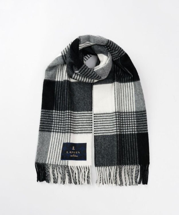 AURORA 【 LANVIN en Bleu （ランバン オン ブルー）】チェックウールストール ブラック