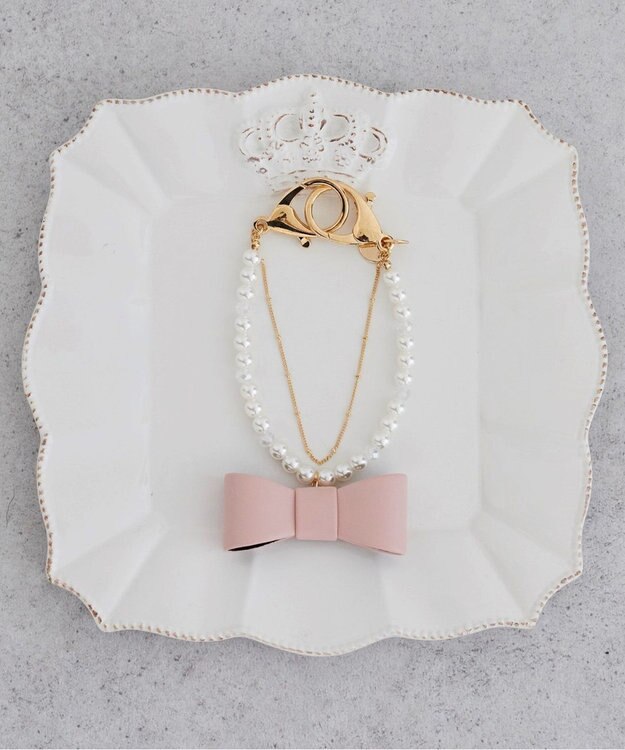 Maison de FLEUR パール立体リボンチャーム Pink
