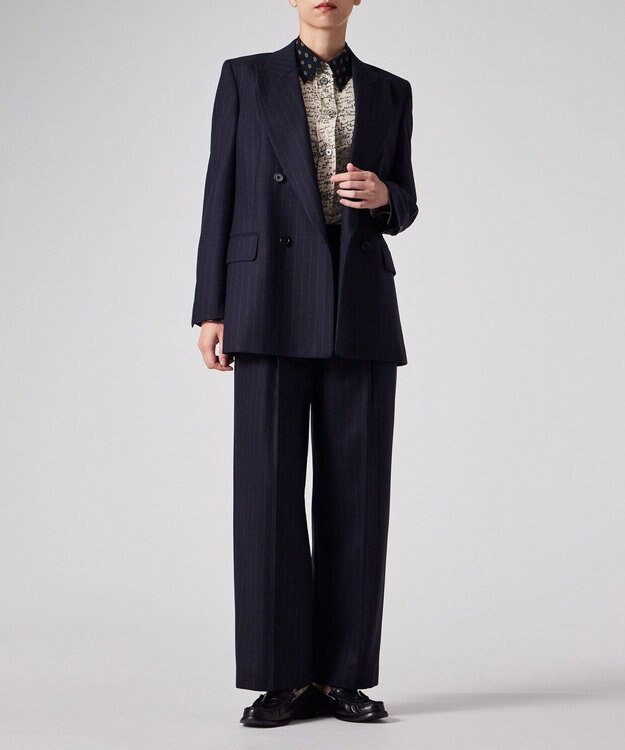 Paul Smith ストライプ ウール ダブルジャケット ネイビー