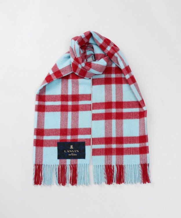 AURORA 【 LANVIN en Bleu （ランバン オン ブルー）】チェックウールストール ペールブルー