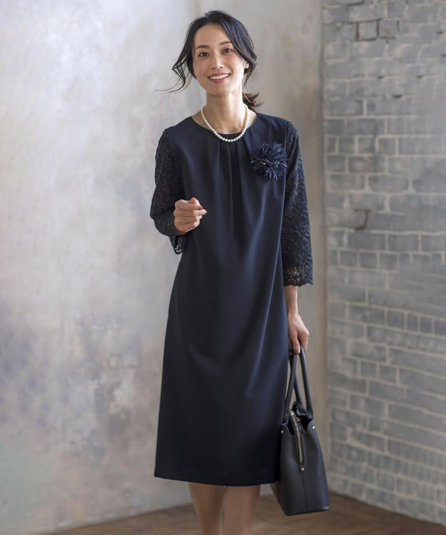J.PRESS LADIES フェザーリッチ コサージュ ネイビー系