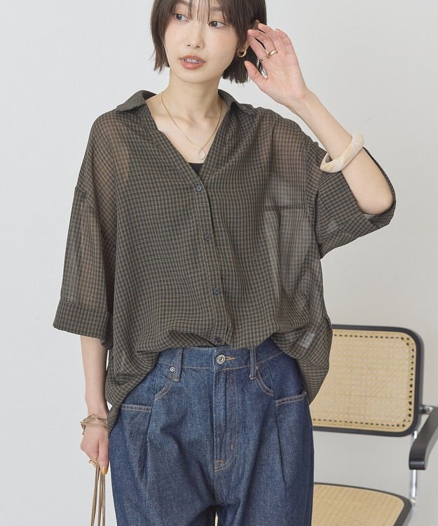 AMERICAN HOLIC 【イージーケア】スキッパーチェックシャツ Black