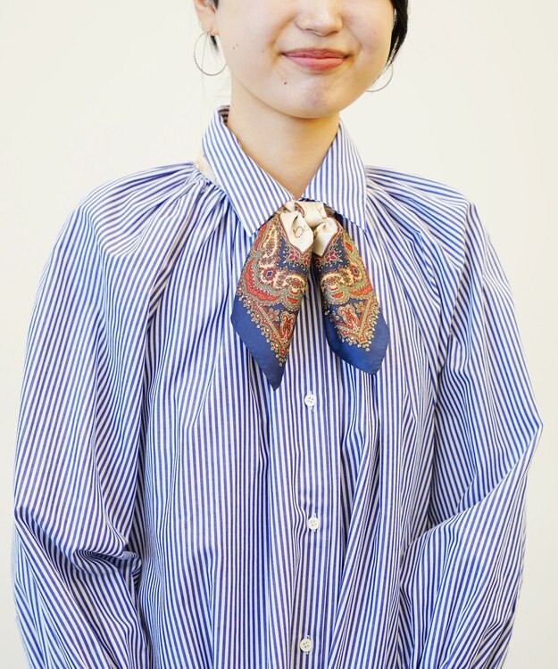 Marca 【伝統横濱スカーフ】ホルン  小判 シルクツイル スカーフ ネイビー