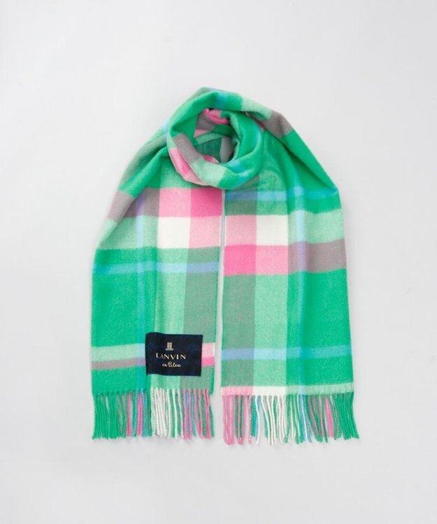 AURORA 【 LANVIN en Bleu （ランバン オン ブルー）】チェックウールストール グリーン