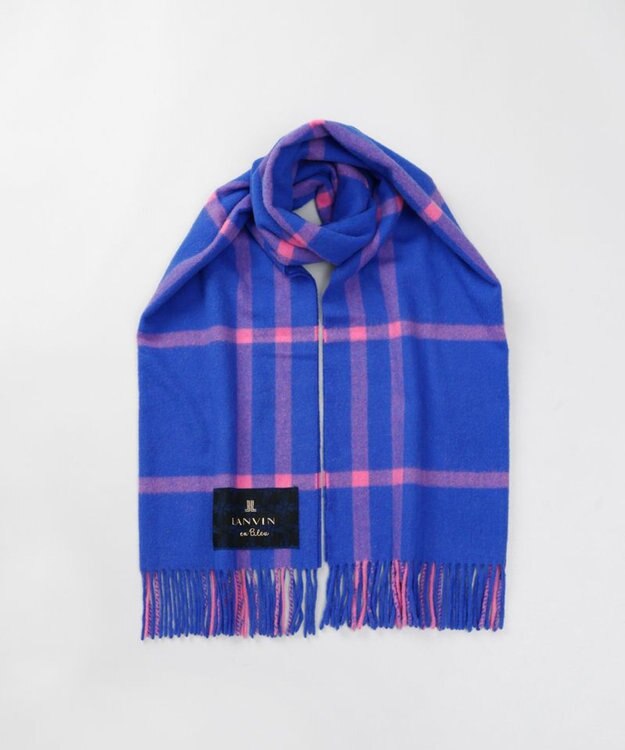AURORA 【 LANVIN en Bleu （ランバン オン ブルー）】チェックウールストール ブルー