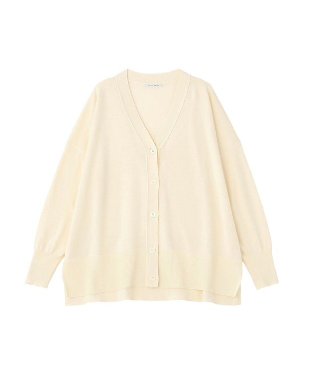 Green Parks ここちニットＶネックカーディガン Ecru