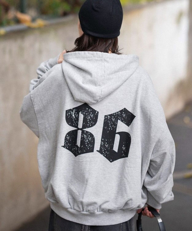 WEGO 【ユニセックス着用ITEM】グラフィックバルーンクロップドプルパーカー 杢グレー