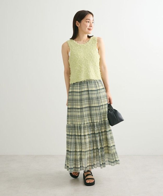 Green Parks ・ｓｗｉｎｇ　ｂｙ　２ｗａｙチュールヤーンベスト Light Yellow