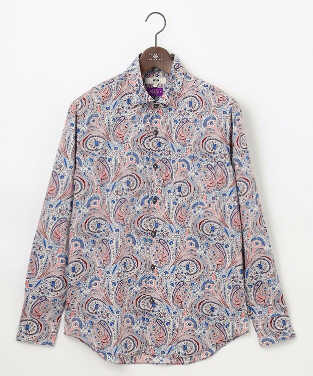 JOSEPH ABBOUD リバティプリント シャツ ワイン系5