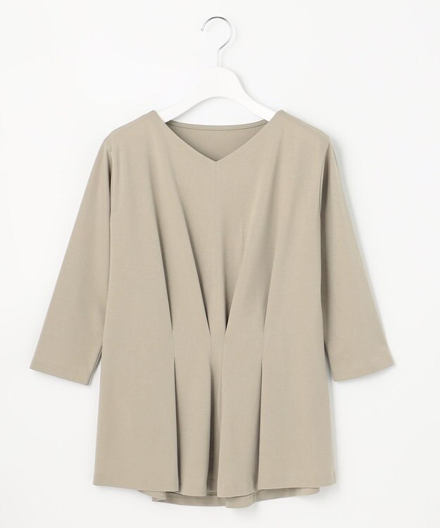 自由区 L 【放湿性/保湿性】イージートップス タックディテール カットソー カーキ系