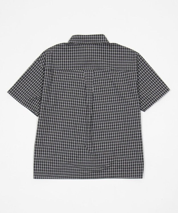 WEGO クロップドSSマイクロチェックシャツ ブラックチェック1