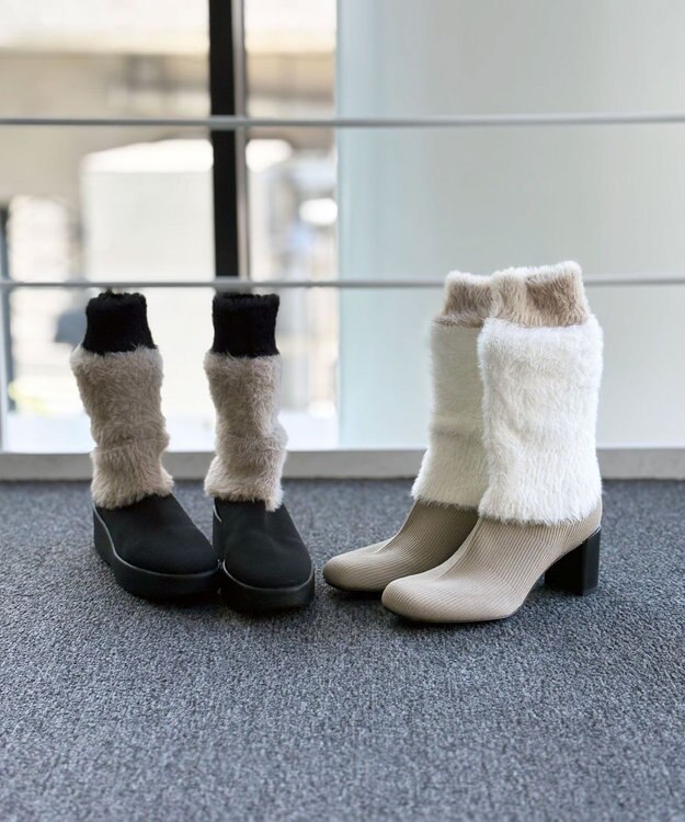 steppi 【洗える】ファー レッグウォーマー ホワイト