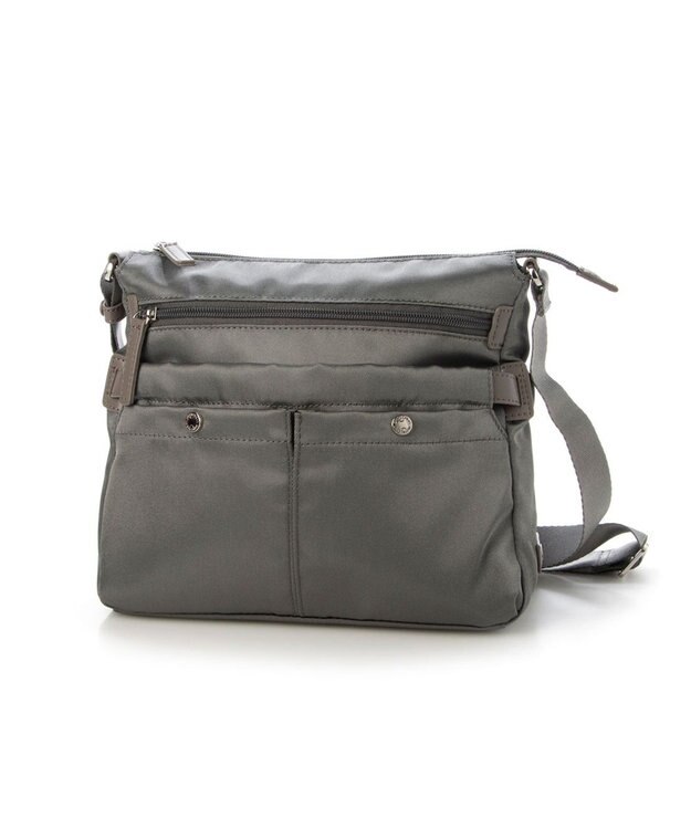 LA BAGAGERIE フロントポケット　スクエアナイロンショルダー　Sサイズ グレー