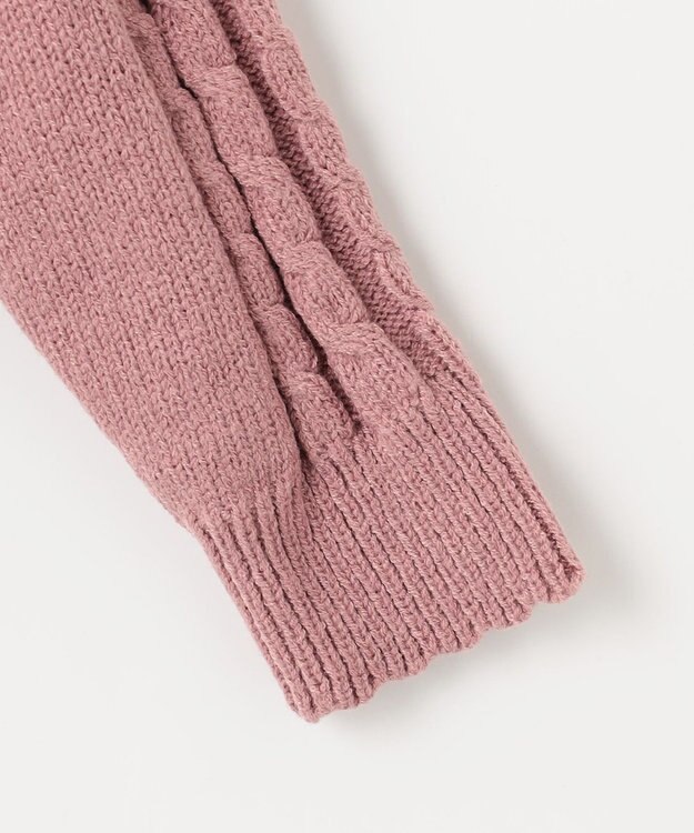 ANY KIDS 肩フリルハートケーブルニット ピンク