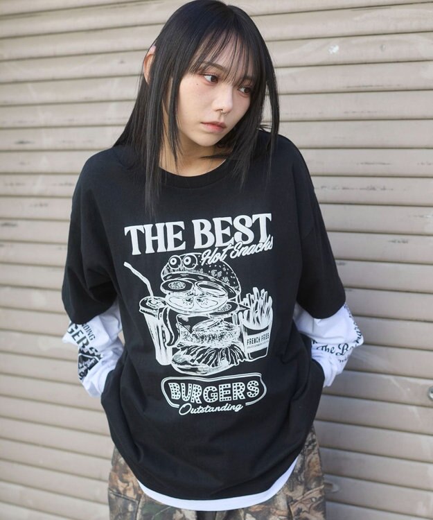 WEGO 【ユニセックス着用ITEM】グラフィックアンサンブルT（LS） ブラック