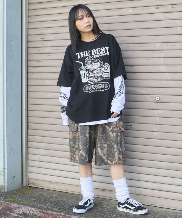 WEGO 【ユニセックス着用ITEM】グラフィックアンサンブルT（LS） ブラック