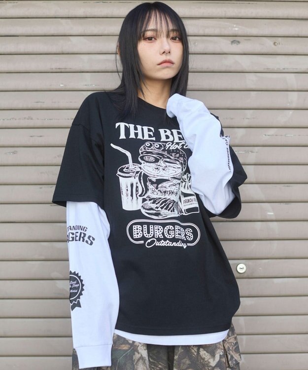 WEGO 【ユニセックス着用ITEM】グラフィックアンサンブルT（LS） ブラック