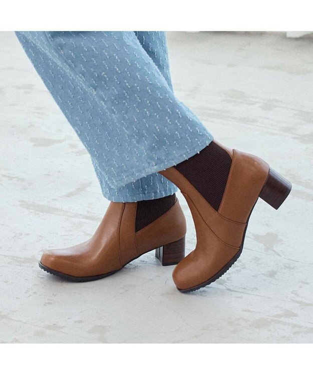 ing 【WEB限定】サイドゴアショートブーツ ブラウン