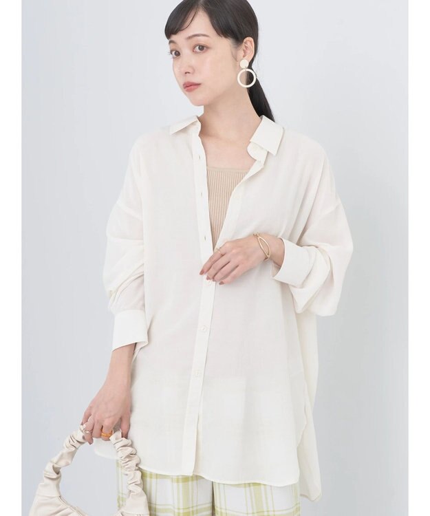 earth music&ecology シアーボーイズライクシャツ Off White