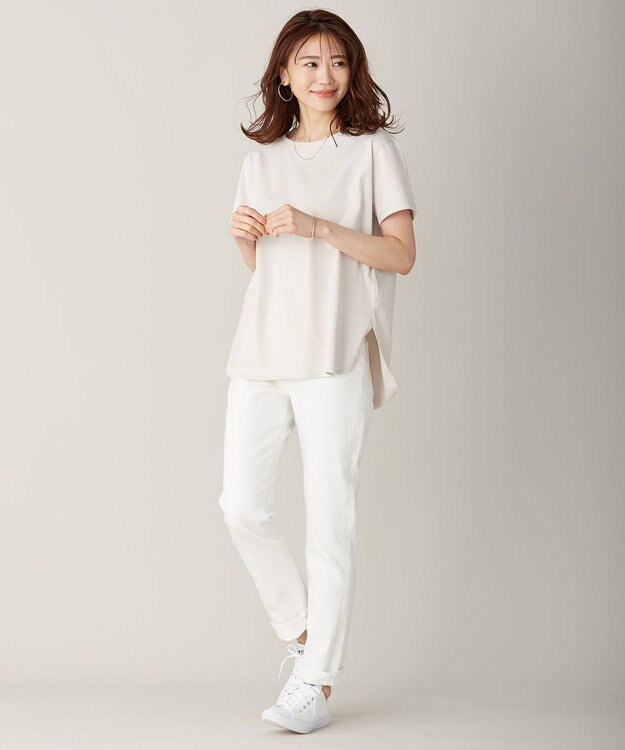 J.PRESS LADIES 10オンス ストレッチ デニム パンツ ホワイト系