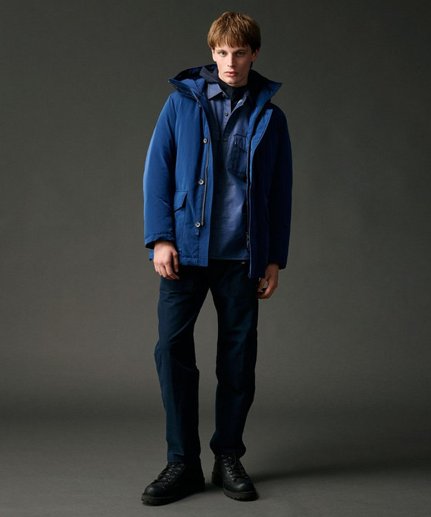 JOSEPH ABBOUD MOUNTAIN 【サスティナブル/ECO撥水/ECOファー/９ポケット】ナイロンピーチダウンコート ブルー系