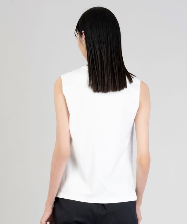 23区 【エステータ】スーピマコットン プレミアムジャージー ノースリーブTシャツ ホワイト系