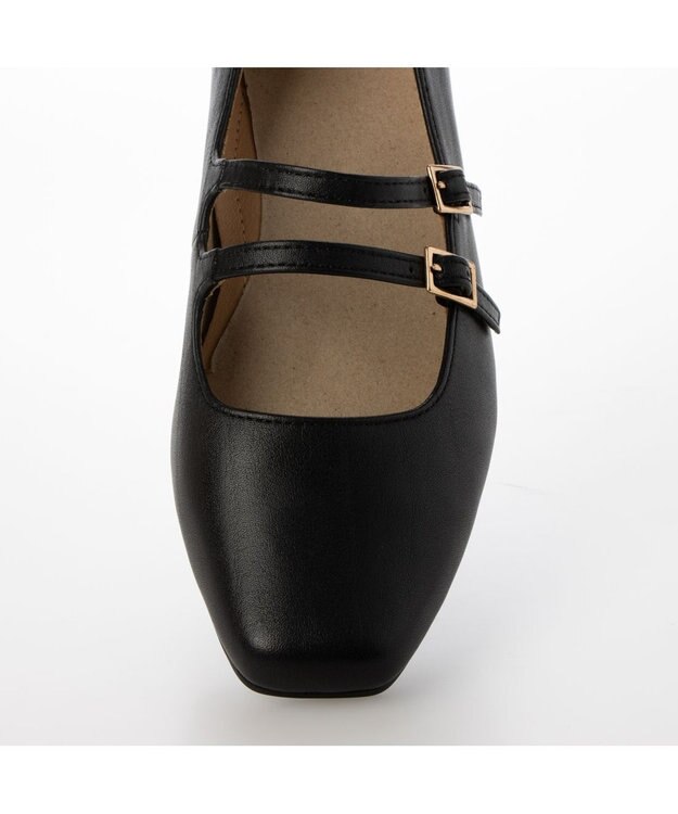 ing <ing>ダブルストラップフラットシューズ ブラック