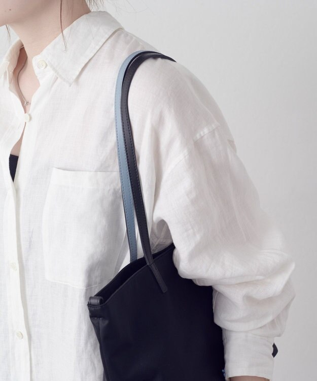 russet バイカラーレザーハンドルトートバッグ(SF-279) Black