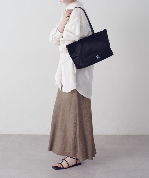 russet バイカラーレザーハンドルトートバッグ(SF-279) Black