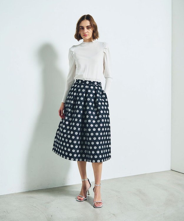 GRACE CONTINENTAL ラメドットジャガードスカート ブラック