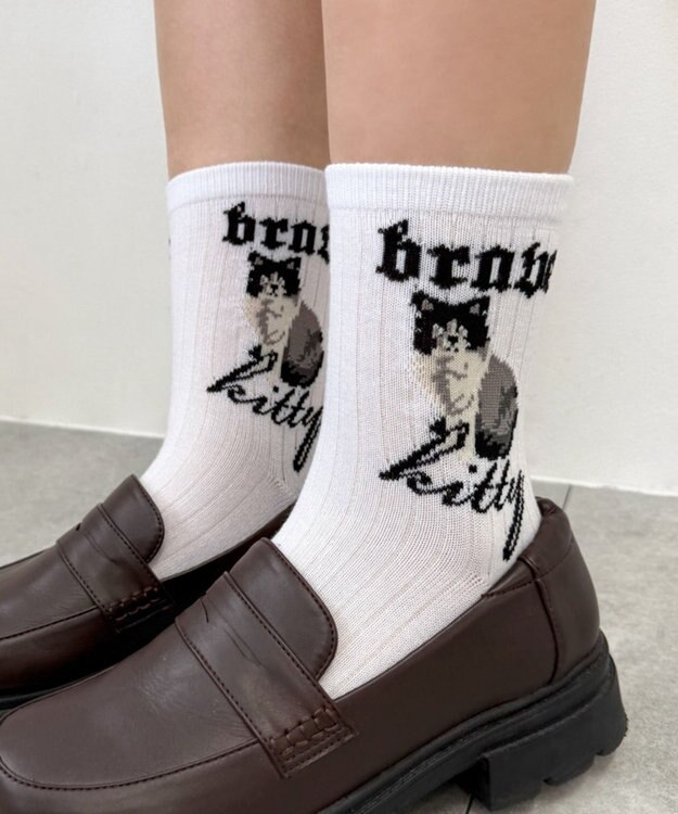 WEGO catロゴソックス ホワイト