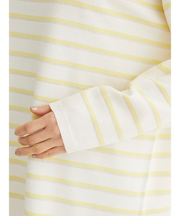 Green Parks ラメ入りボーダーニットプルオーバー Yellow