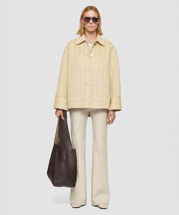 JOSEPH ジオメトリック ダブルフェイス ウールコート Affogato / Ivory