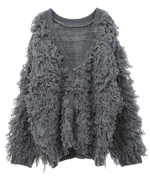 Green Parks フリンジニットカーディガン Gray